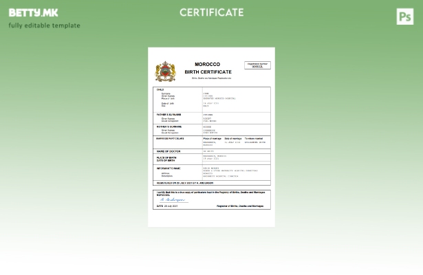 модерен стил Мароко витален рекорд извод од матична книга на родените Шаблон з